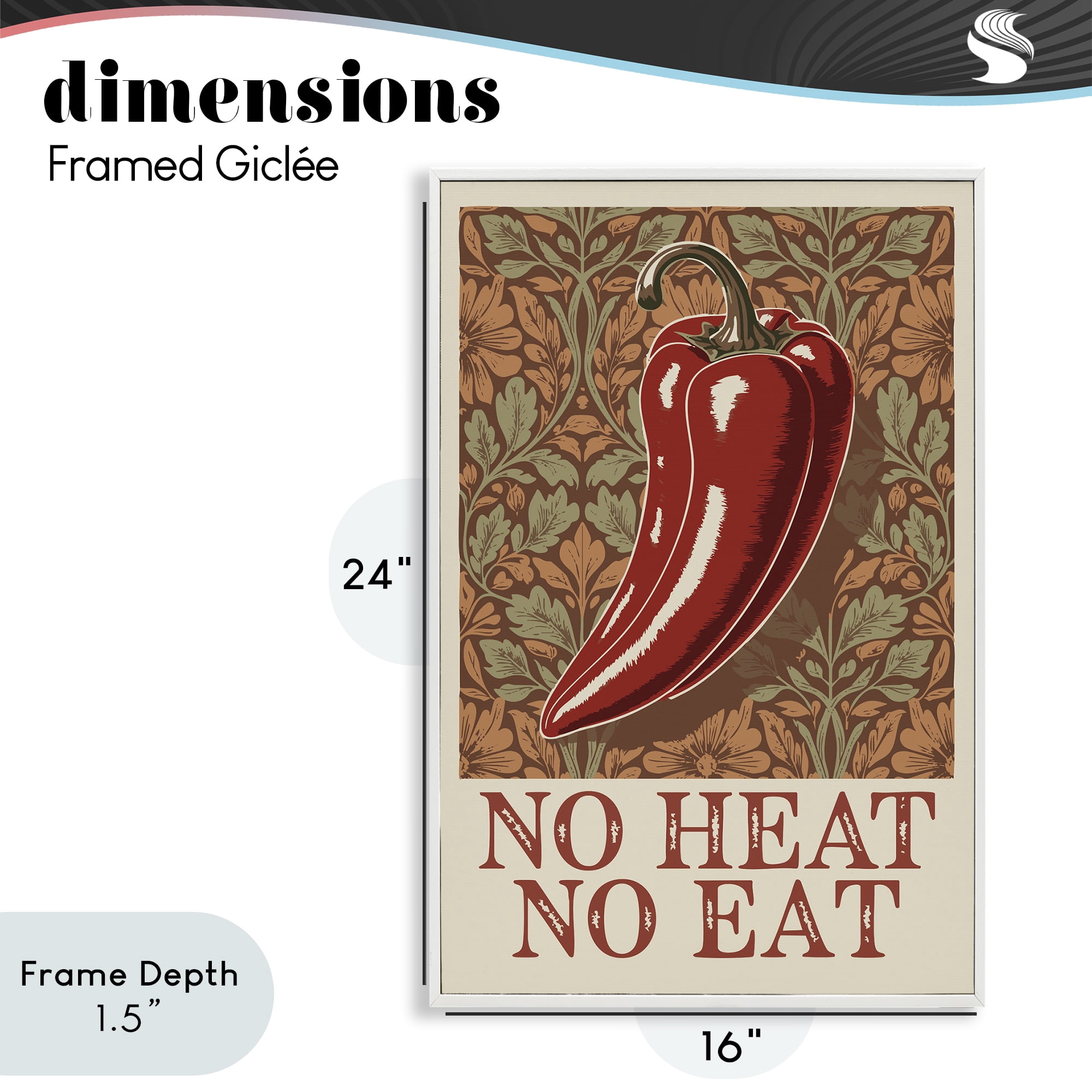 Stupell Industries No Heat or Eat Pepper White Framed Giclee Art, design by Andreas Magnusson