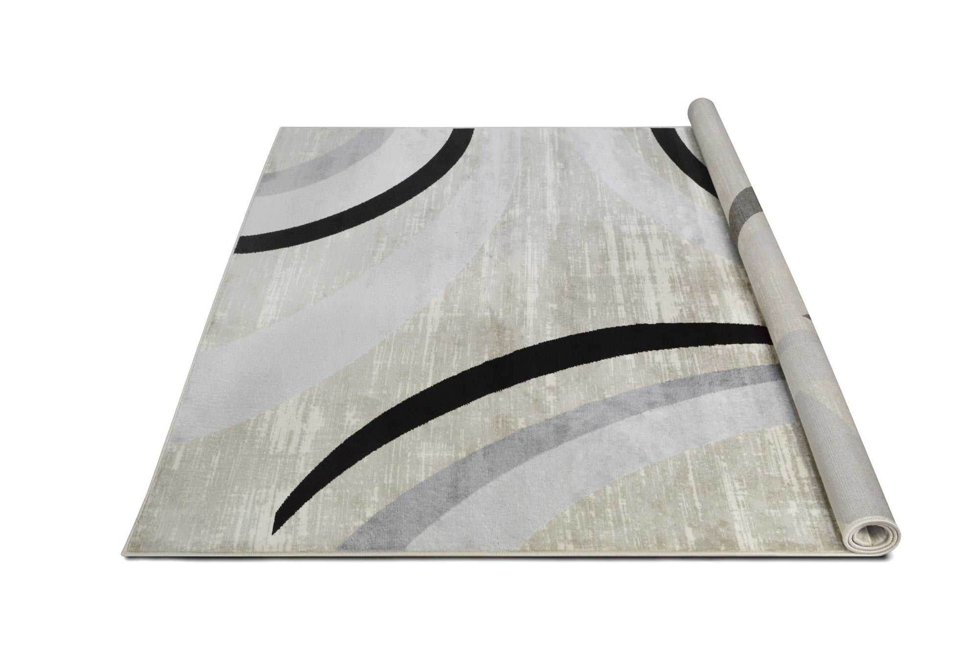 HR Abstract Rugs Luxury Livingroom Carpet Modern Contemporary 8x10 Grey Rug Ultra-Soft, Shed Free Stain Resistant Swirls Black Silver/Gray/White 7'74" x 10'
