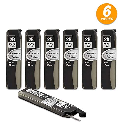 12 Ct. 0.5 Mm Ceramics Automatic Mechanical Pencil Leads for Drawings, Crafting, Drafting, Sketching, Art Project, School and Stationary Supplies â€“ 3 Per Pack (Pack of 2) - By Emraw