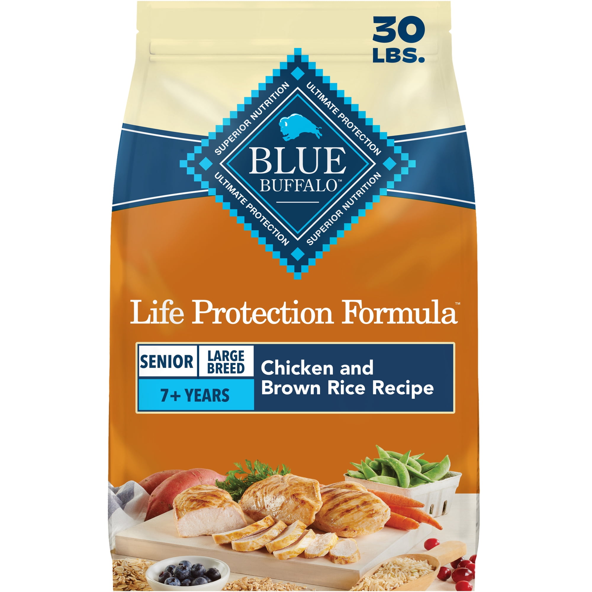 Blue Buffalo Life Protection Large Breed Senior Dry Dog Food Chicken & Brown Rice 30lb Bag