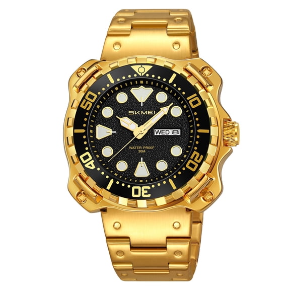 Men's Business Quartz Watch with Stainless Steel Strap, Luminous, Water Resistant