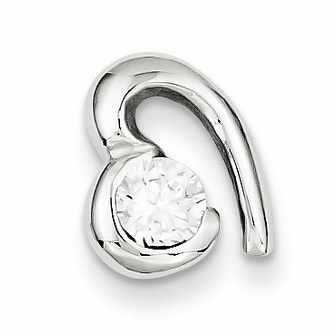 Goldia Sterling Silver Rhodium Plated CZ Heart Slide Goldia Sterling Silver Rhodium Plated CZ Heart Slide