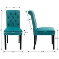 thumbnail image 4 of Guyou Velvet Dining Chairs Set of 2, Mid Century Modern Solid Wood Parsons Chairs, Button Tufted Upholstered Armless Kitchen Side Chairs with High Back for Dining Room Kitchen Restaurant, Turqs, 4 of 11