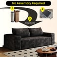 thumbnail image 3 of 71" Corduroy Loveseat Sofa, 2-Seater Modern Couches for Small Spaces, No Assembly Foam Floor Couch for Living Room Bedroom Apartement, Black, 3 of 8