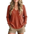 thumbnail image 2 of Womens Knitted Sweaters Solid Color V Neck Long Sleeve Soft Pullover Dressy Casual Knit Top,Office Workwear,Fall Winter Layering, 2 of 8