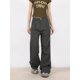 thumbnail image 3 of Pantalones de pierna ancha para mujer, plisados, asimétricos, estilo punk europeo, temperamento simple, otoño, unisex, estética avanzada, cómodos., 3 of 6