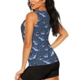 thumbnail image 3 of Balery Cartoon Shark Camiseta sin mangas estampada ligera para mujer, tops de entrenamiento sin mangas, camisetas de yoga transpirables de secado rápido.-Large, 3 of 7