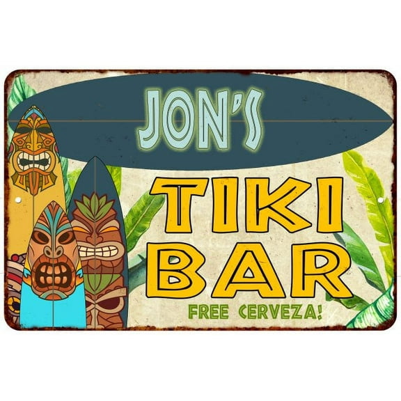 Jon's TIKI BAR Island Gift Sign Metal Wall Decor 12x18 112180058268