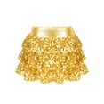thumbnail image 2 of Raenseen Kids Girls Shiny Sequins Tiered Ruffle Skirted Metallic Jazz Latin Ballroom Dance Gold 8, 2 of 7