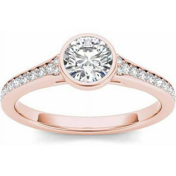 1 Carat T.W. Diamond Bezel Solitaire 14kt Rose Gold Engagement Ring