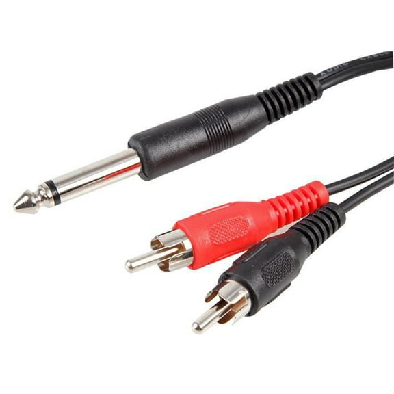 PRO SIGNAL - 6.35mm (1/4") Mono Jack Plug to 2x Phono RCA Plugs Lead, 2m Black