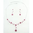 thumbnail image 2 of Faship Gorgeous Pink Rhinestone Crystal Floral Necklace Earrings Set, 2 of 5