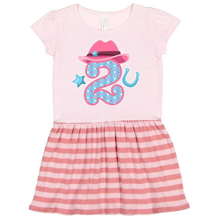 

Inktastic Two with Cowgirl Hat Star and Horseshoe Gift Toddler Girl Dress