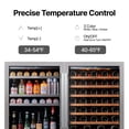 thumbnail image 3 of Ca'Lefort Wine and Beer Fridge, 15" Beverage Fridge and 24" Wine Fridge Cooler 54 Bottles and 100 Can with Stainless Steel Door Framed, 3 of 8