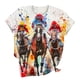 thumbnail image 4 of Tops de Ajuste Suelto para las Mujeres Sudadera Casual Impresa Manga Corta Cuello Redondo Superior, Poliéster, 4 of 7