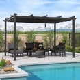 thumbnail image 3 of PURPLE LEAF Outdoor Retractable Pergola with Sun Shade Canopy 10' x 13' Patio Aluminum Pergola Shelter for Backyard Deck Garden Modern Metal Grape Trellis Pergola, Gray, 3 of 10