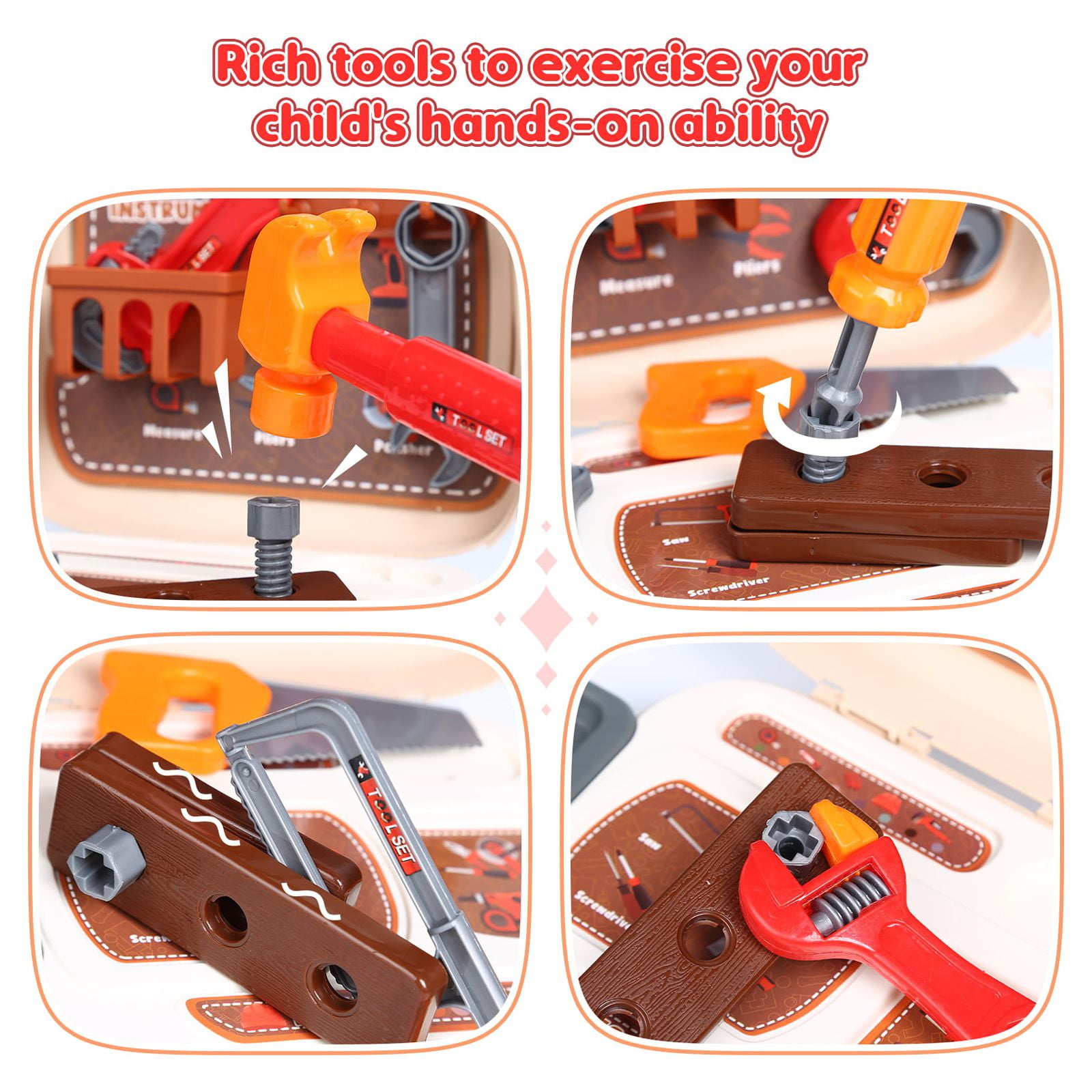 25Pcs Toddler's Tool Set, Age 2-4, Child's Carpenter Kit