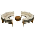 thumbnail image 5 of Harper & Bright Designs Patio Outdoor Round Conversation Set, Wood Half Moon Outdoor Sectional Sofa for 6, 3 Piece Seating Group with Cushions and a Coffee Table for Patio Garden Poolside, Beige, 5 of 15
