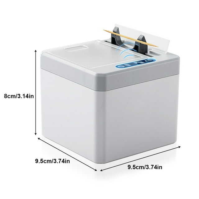 Toothpick Dispenser Electric Automatic Toothpick Teeth Picks for Holder Smart Tooth Stick Storage Box, Gray White, Battery