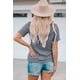 thumbnail image 1 of ABPHQTO Camiseta de manga corta con estampado gráfico de monte WILD LIFE gris para mujer, 1 of 5