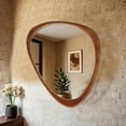 thumbnail image 3 of 24''x19'' Asymmetrical Mirror with Wood Frame Wood, Small Irregular Wall Mirror, Odd Shaped Mirror, Mid Century Modern Mirror Decor for Bedroom Living Room Entryway Hall, 3 of 17