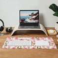 thumbnail image 4 of Large Mouse Pad Pink White Floral Rose Extended Gaming Mouse Pad with Stitched Edges Laptop Computer Keyboard Mouse Mat Desk Pad for Work Game Office Home, 4 of 6