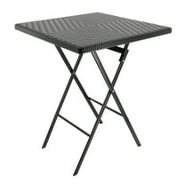 Elama Plastic Rattan Indoor/Outdoor Folding Square Dinner Table/Patio Table in Black