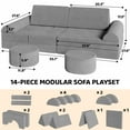 LAZY BUDDY 14Pcs Modular Kids Couch Toddler Play Sectional Sofa