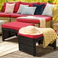 thumbnail image 3 of YSNW 2 Piece Outdoor Wicker Ottomans, Patio Rattan Footstool with Cushions, Solid Steel Frame, Multifunctional Ottomans for Poolside Backyard Balcony (Red), 3 of 10