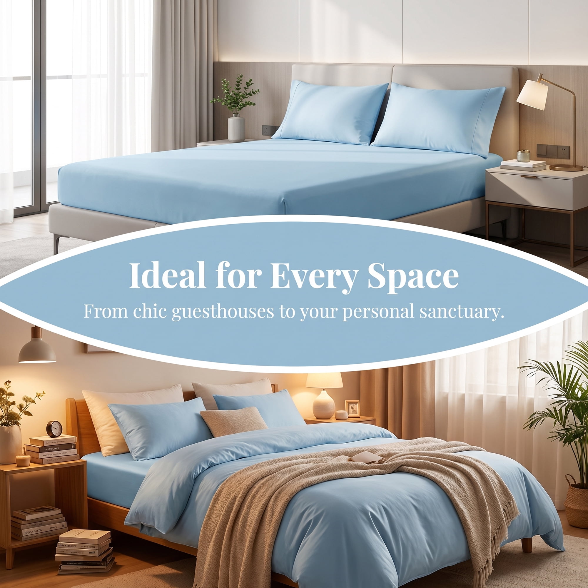 Unique Bargains Fitted Sheet Fiber Bed Sheets Breathable Soft 39.0"x74.8" Sky blue