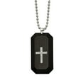 thumbnail image 1 of Stainless Steel Polished With Solid Carbon Fiber & CZ Cross DogTag Necklace; 24 inch; for Adults and Teens; for Women and Men, 1 of 2