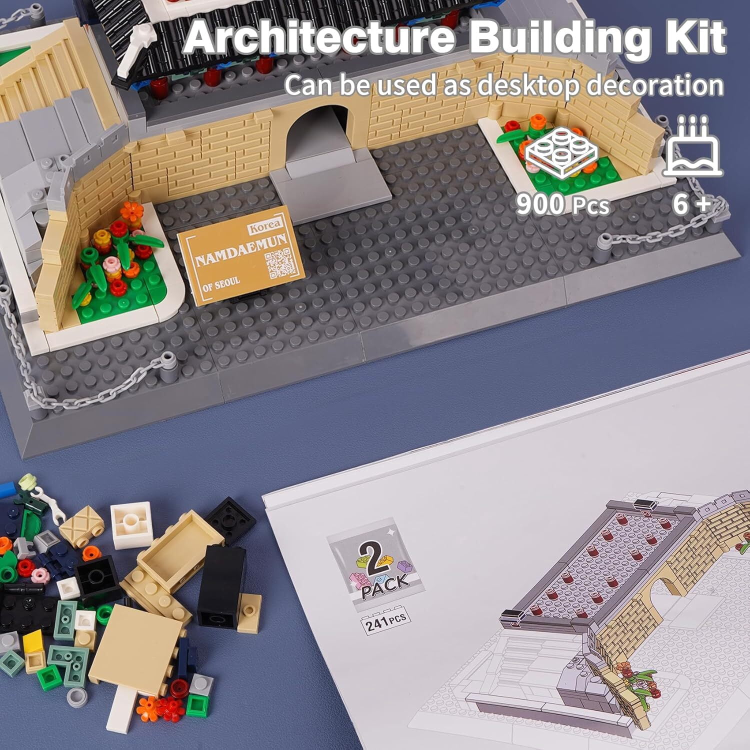 Vyytoz Namdaemun Gate Seoul Building Set, 900Pcs Architecture Model, Creative Display Toy, World Landmark Collection
