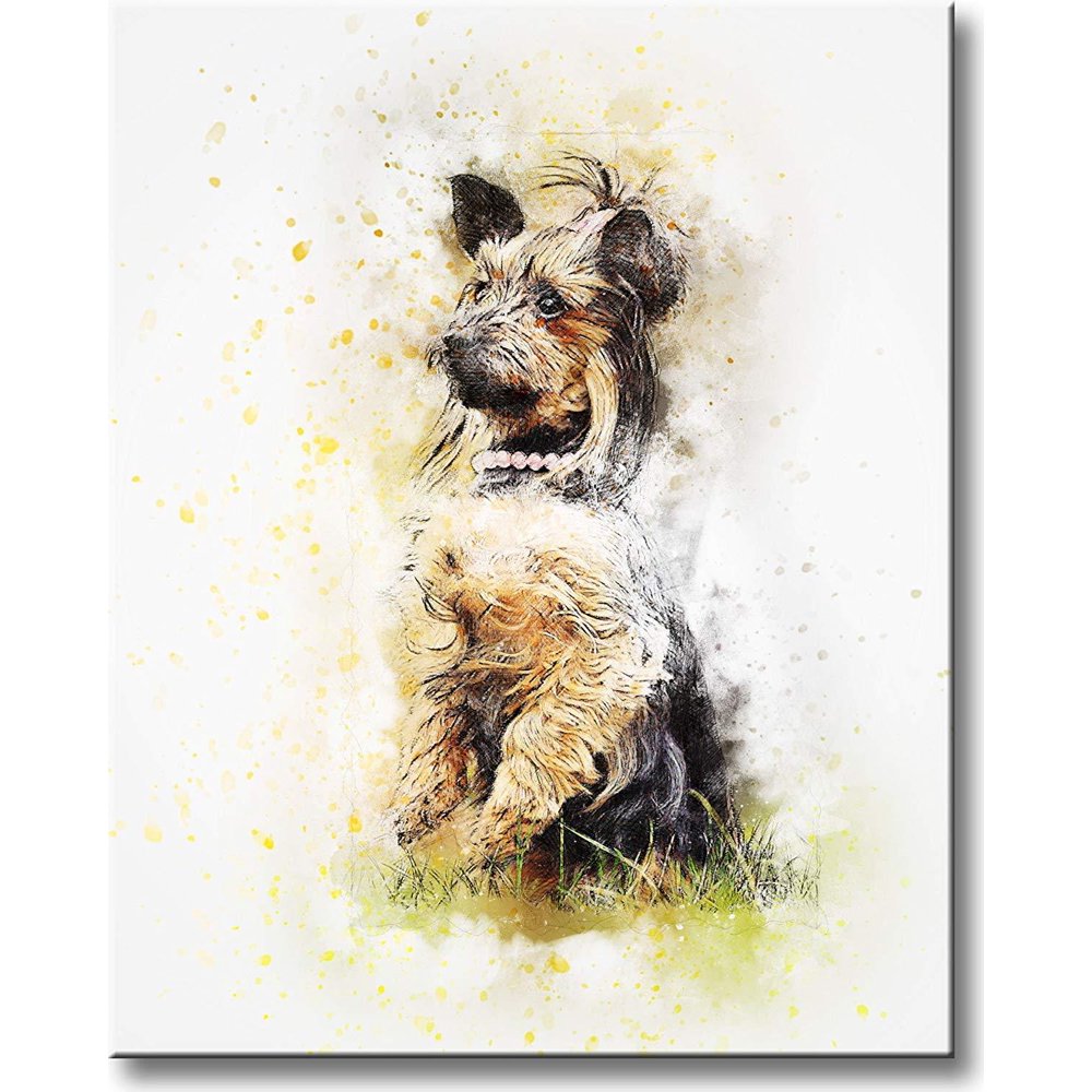 Dog in Grass Picture on Stretched Canvas, Wall Art Décor, Ready to Hang