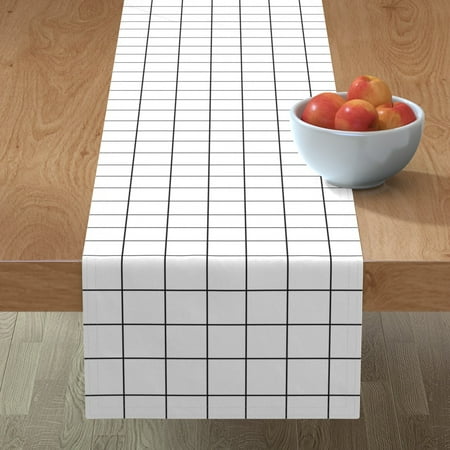 

Cotton Sateen Table Runner 72 - Grid Black White Monochrome Geometric Squares Geo Cube Simple Neutral Line Print Custom Table Linens by Spoonflower