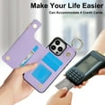 thumbnail image 6 of for iPhone 16 Pro Wallet Case with Card Holders for Women Girls, Zipper Protective PU Leather Case with Finger Ring RFID Protective Kickstand for iPhone 16 Pro, Violet, 6 of 8