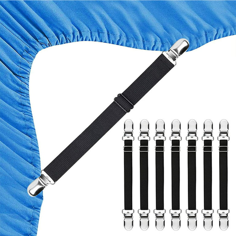 Bed Sheet Suspenders, 8pcs Adjustable Bed Sheet Holder Straps Sheet Fasteners Heavy Duty Bed Sheet Grippers for Mattresses Fitted Sheets Flat Sheets