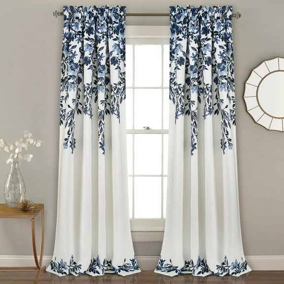 Lush Decor Blackout Curtain Panels, Floral Print, Living Room/Bedroom Drapes, 84x52 Inches, 2 Piece Set