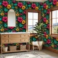 thumbnail image 4 of Peel and Stick Wallpaper Tropical Leaf Floral Hibiscus Flowers Tropical Leaves Wall Mural 23.6in x 9.8ft Self Adhesive Removable Wall Paper Renter Friendly Wallpaper for Nursery Bedroom Cabinets, 4 of 8