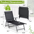 thumbnail image 2 of AECOJOY Outdoor Chaise Lounge Chairs Set of 2, Adjustable Reclining Folding Pool Loungers with 370 lb Capacity, Black, 2 of 8