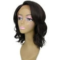 thumbnail image 2 of LUXLUXE Rayana Wavy 15 Inch Long 4X4 Hand-Tied Lace Front Wig, Heat Resistant Fiber, Dark Brown, 2 of 7