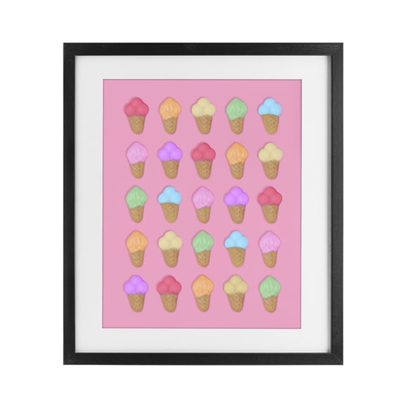 Stupell Industries Ice Cream Candies on Pink Black Framed Print Under Glass, design by LISH Creative