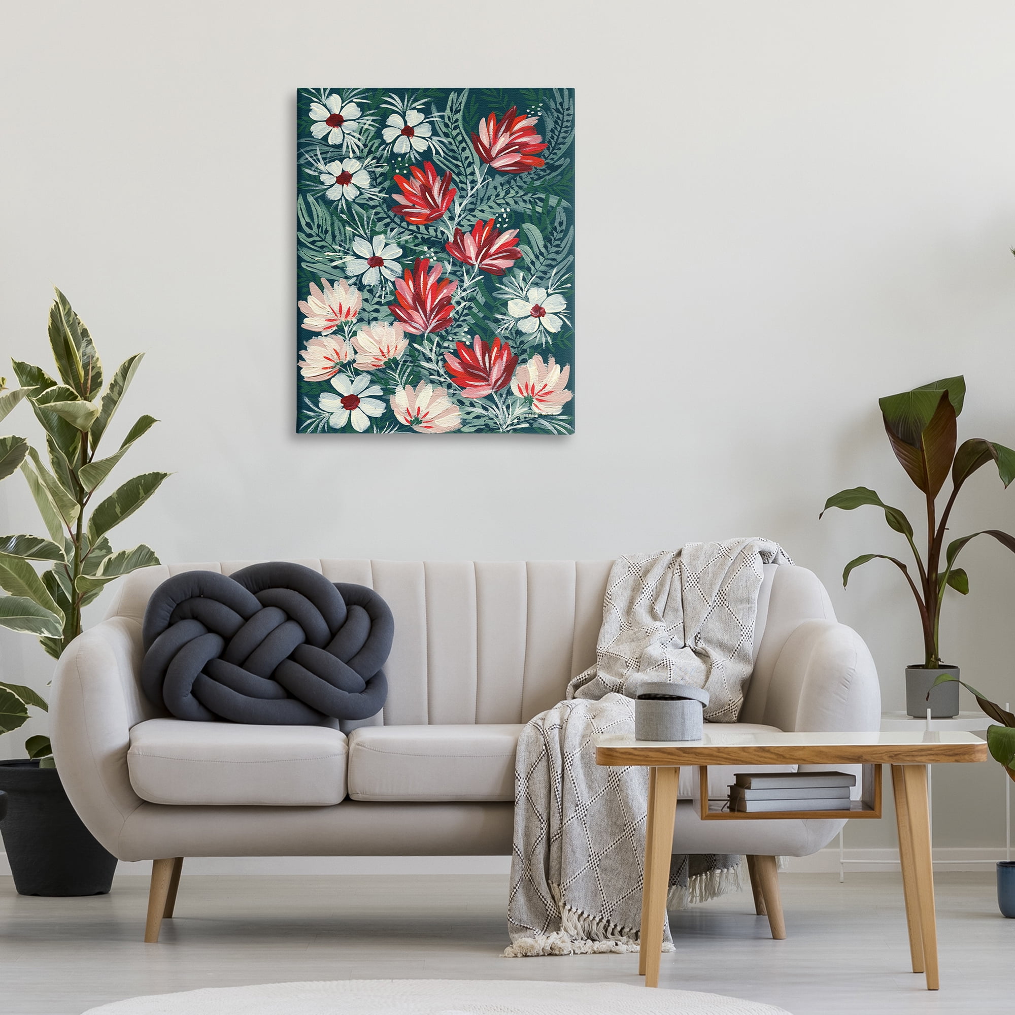 Stupell Industries Folksy Floral Pattern Botanical & Floral Painting Gallery Wrapped Canvas Art Print Wall Art, 30 x 40