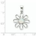 thumbnail image 2 of Sterling Silver Rhodium Plated Created Opal Daisy Slide (27 X 20) Made In China qp1192, 2 of 2