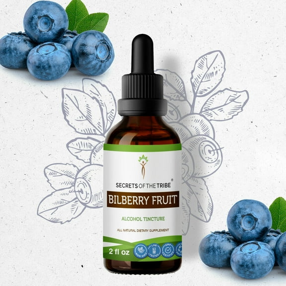 Bilberry Fruit Tincture Alcohol Extract, Organic Bilberry Vaccinium Myrtillus Healthy Vision 2 oz