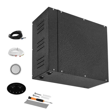 KFFKFF 4 kW Steam Generator for Sauna and Shower, Home Spa System with Controller, Auto Drain Kit, Overheat and Dry-Run Protection, Efficient Operation from 10 Min to 24 Hours, Black