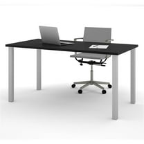Pemberly Row 30" x 60" Work Table with Square Legs in Black and Silver