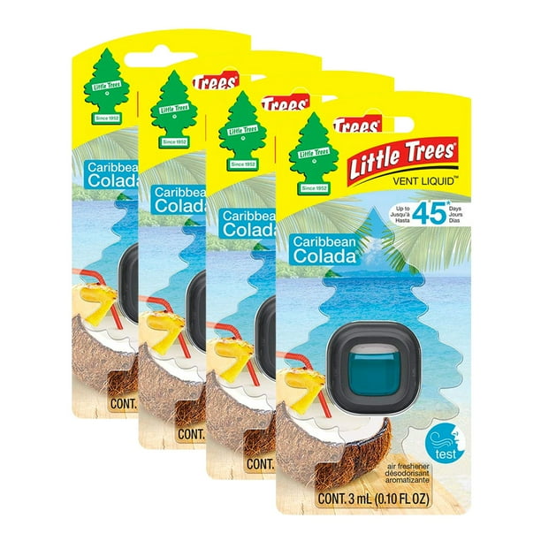 Little Trees Vent Liquid Car Air Freshener, 4PACK (Caribbean Colada)