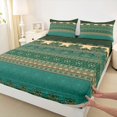 thumbnail image 4 of jejeloiu Earthy Border King Sheets For Men Women,Rich Print Bedding,Green Beige,4-Piece,1 Flat Sheet, 1 Fitted Sheet and 2 Pillowcases, 4 of 6