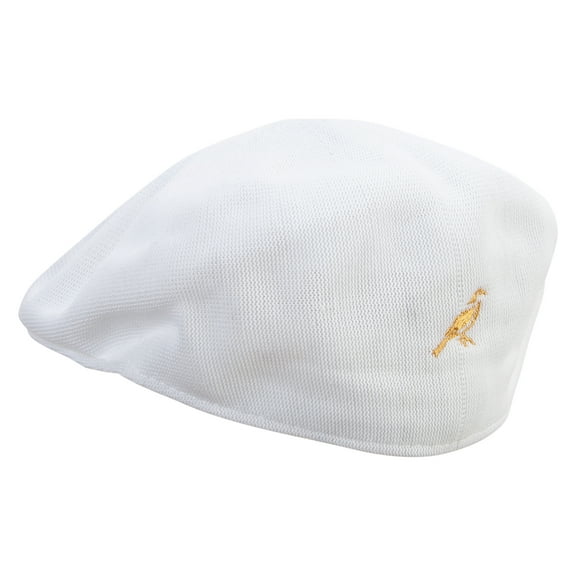 Artistic Finch Bird Embroidered Big Mesh Ivy Cap - White XL-2XL