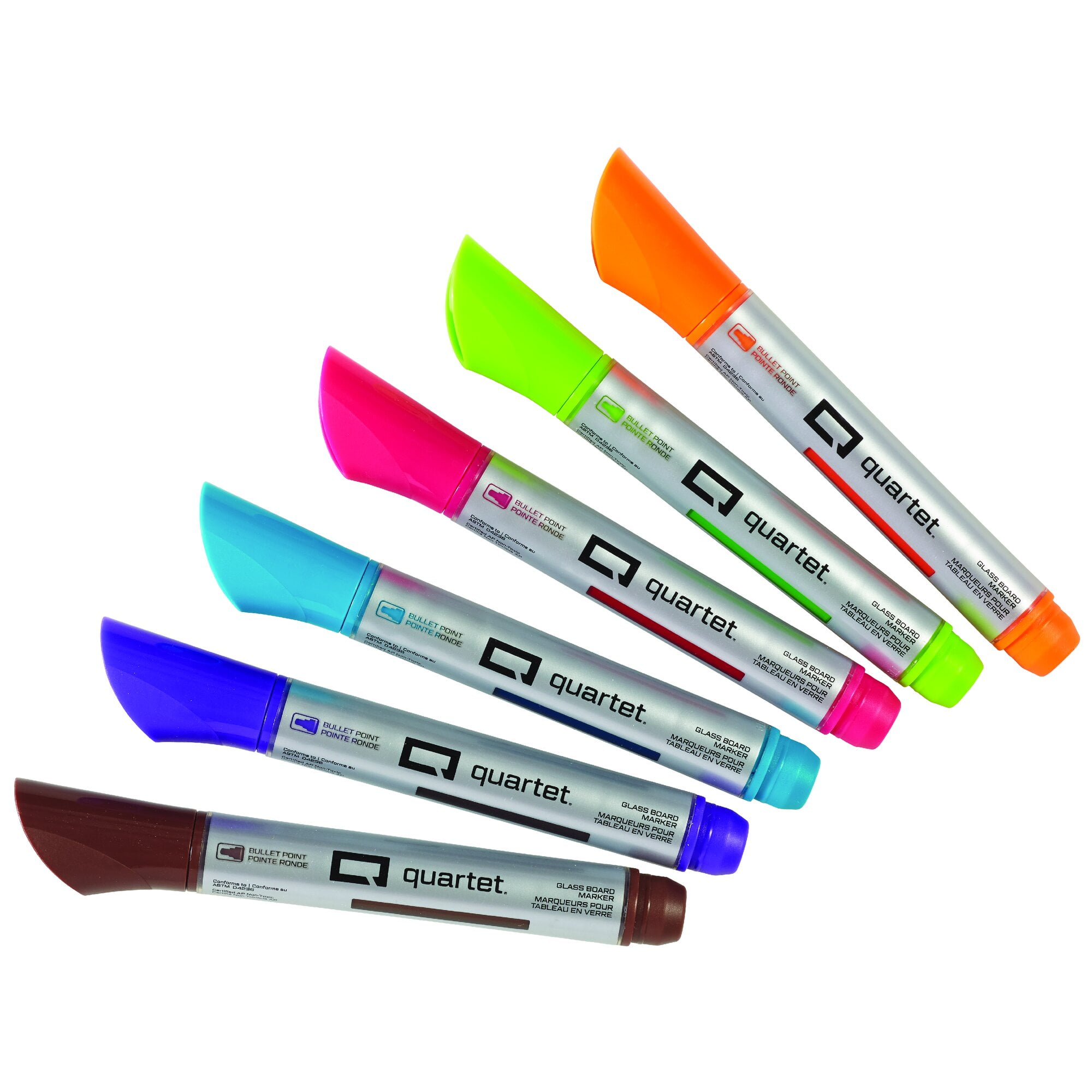 Quartet Premium Glass Board Dry-Erase Markers Bullet Tip Assorted Colors 6 Pack